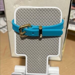 Marc Jacobs Turquoise Blue Silicone Bracelet with Gold Buckle NWT